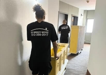 EZ Breezy Movers crew handling a Minneapolis apartment move in Lowry Hill, showcasing expert apartment movers and relocation services.