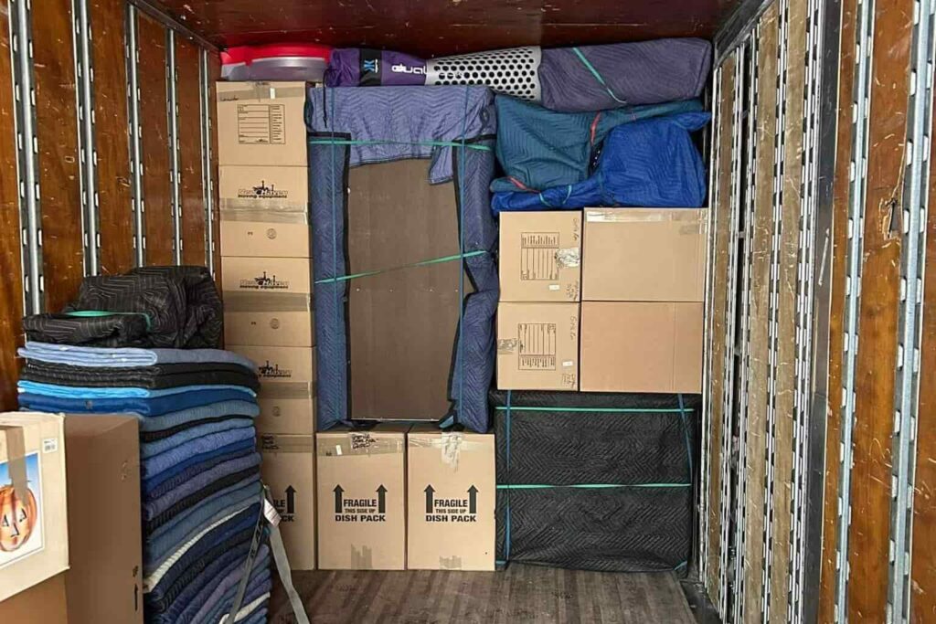 Packed moving truck by EZ Breezy Movers for apartment move in Minneapolis-St. Paul